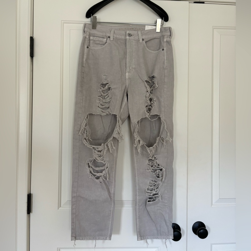 American eagle ripped grey jeans